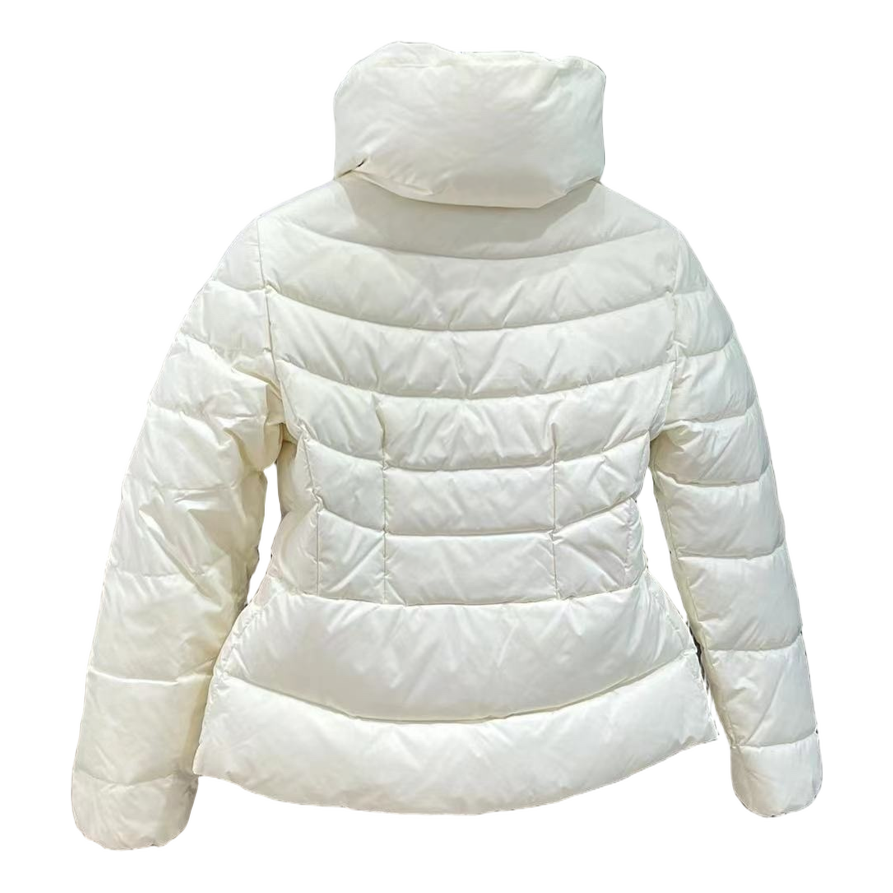 Moncler Drawstring-Waist Stand-Collar Down Jacket - Ivory