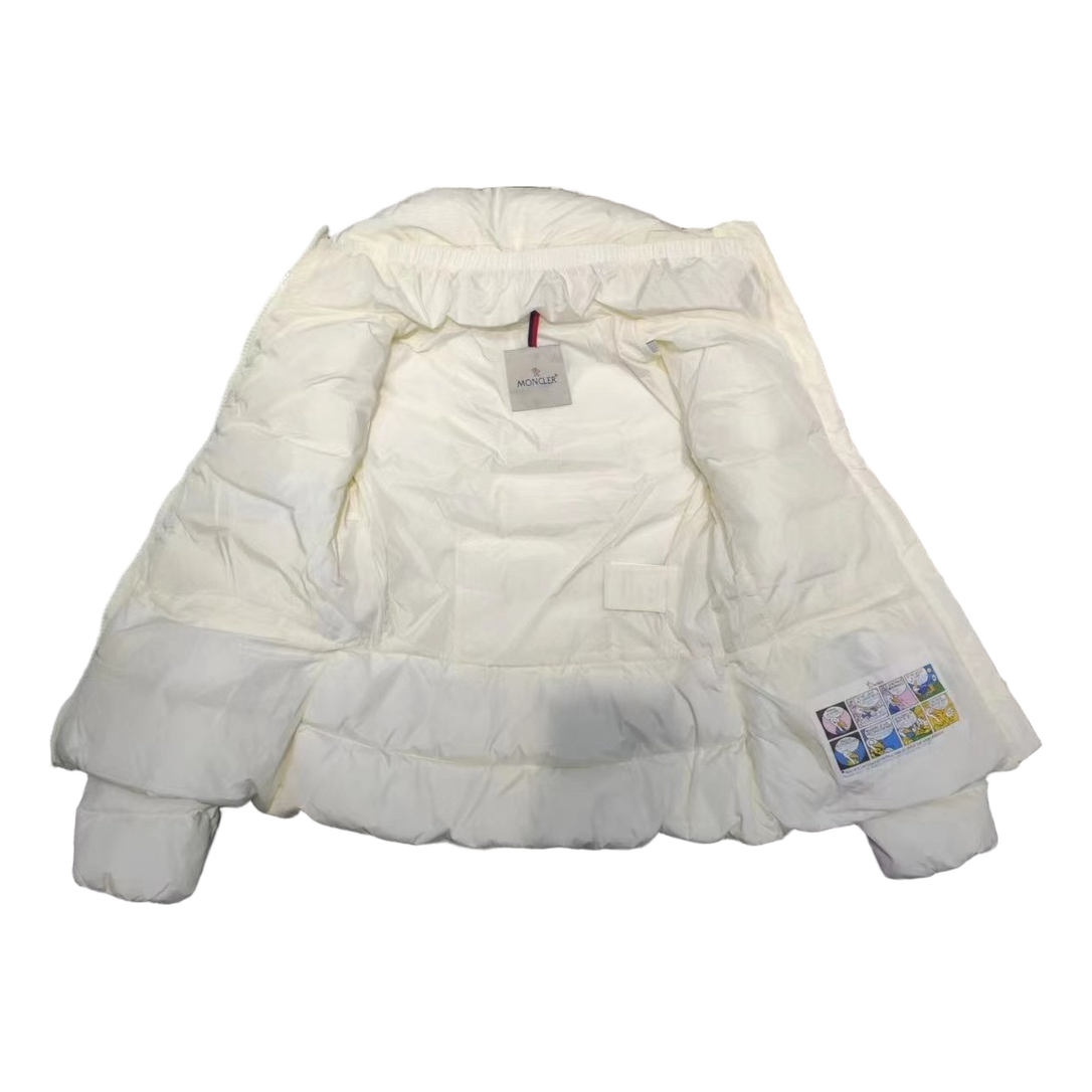 Moncler Drawstring-Waist Stand-Collar Down Jacket - Ivory