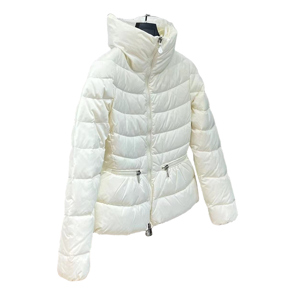 Moncler Drawstring-Waist Stand-Collar Down Jacket - Ivory