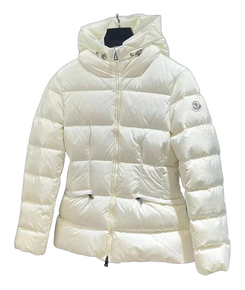 Moncler Fitted Hooded Short Down Jacket - Ivory